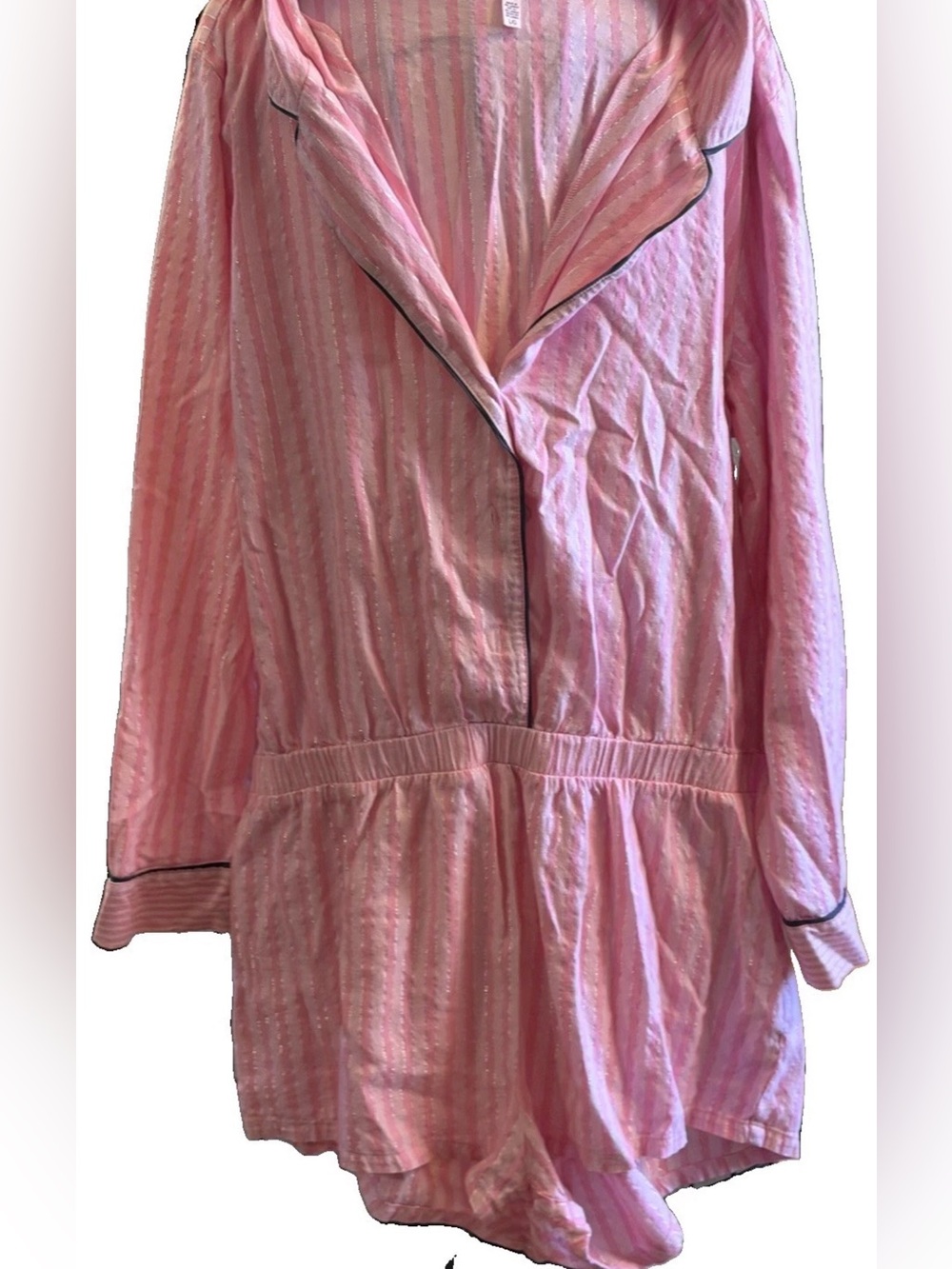 Victoria's Secret Pink Stripe PJ Jumpsuit Shorts Large Cotton Modal Y2K